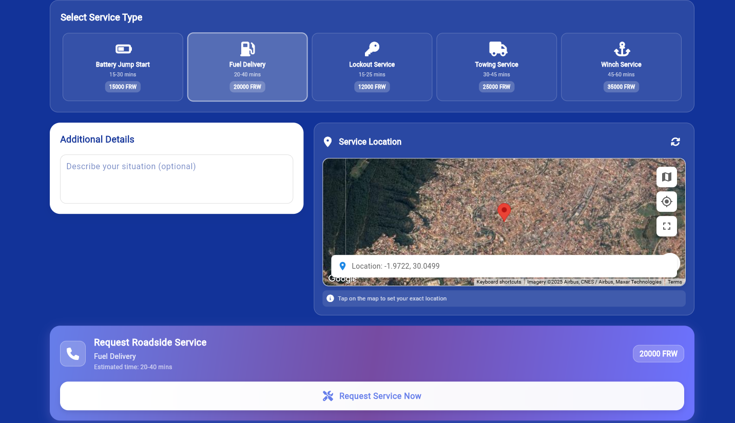 Kanda Assist Emergency Service Request