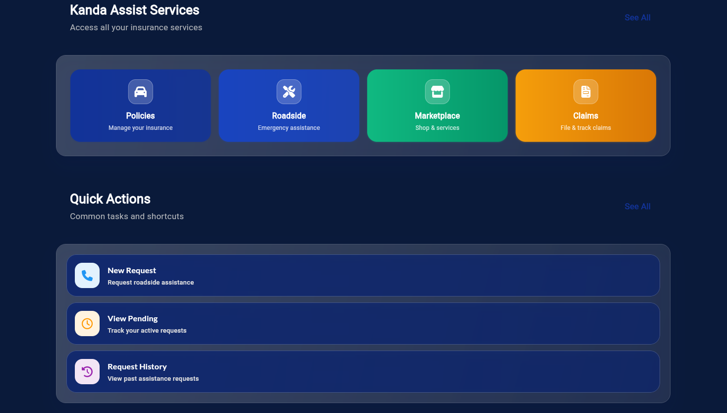 Kanda Assist Services Dashboard